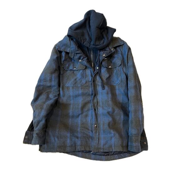 Hawk Flannel Hooded Shirt Jacket Mens M - Picture 1 of 4